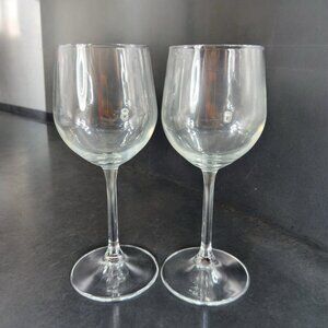 Bormioli Rocco Water Wine Glass Goblet Drinking Cups Clear Marked Bottom Set 2